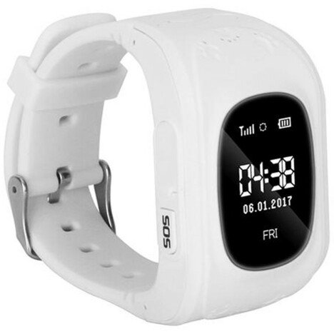 Ceas Smartwatch copii GPS Tracker iUni Q50, Telefon incorporat, Apel SOS, Alb